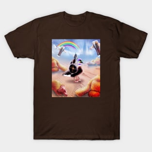 Warrior Cat Riding Duck in Desert T-Shirt